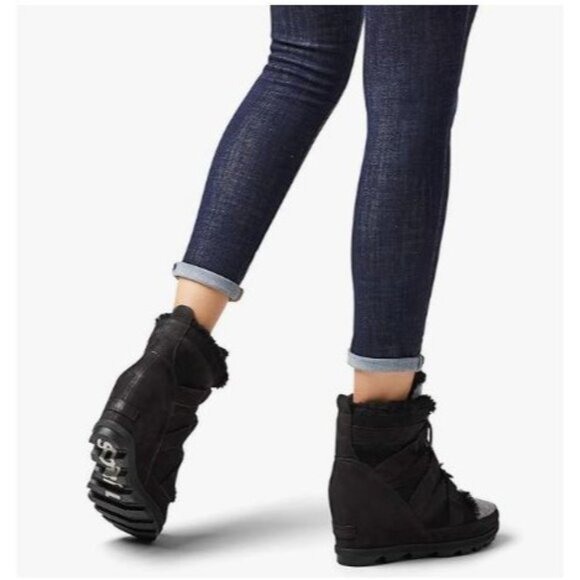 Sorel Joan Of Arctic Wedge II Cozy Black Waterproof Winter Boots Sz 9.5 - Picture 13 of 14